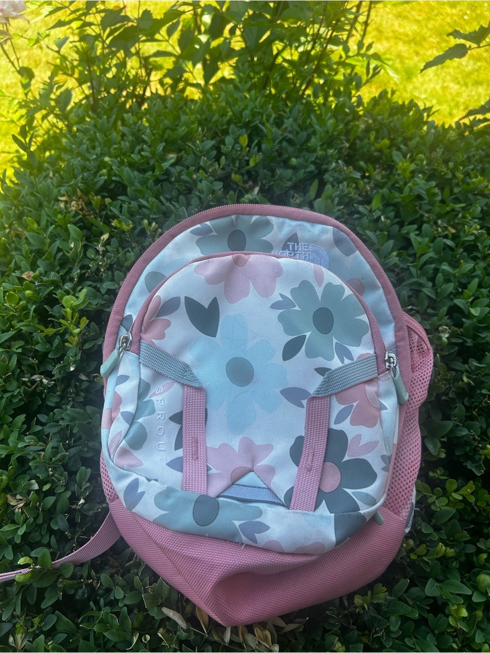 The North Face Kids Girl’s Pink and Gray Floral Backpack